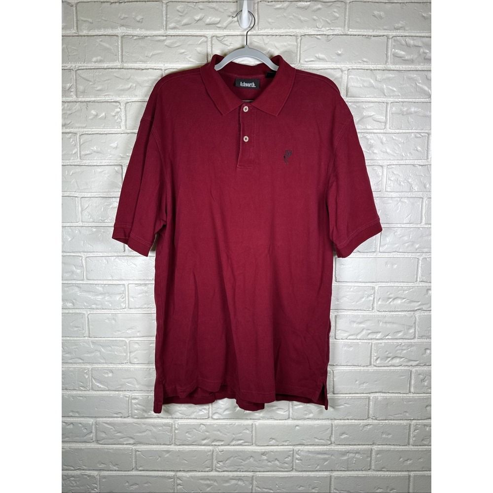 Ashworth Men's Polo Shirt XL Burgundy Golf Casual Preppy Short Sleeve